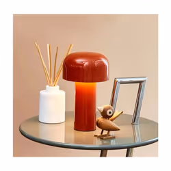 LED Desk Lamp Rechargeable, Mushroom Shape, 3 Colour Change Dimmable, Red