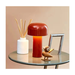 LED Desk Lamp Rechargeable, Mushroom Shape, 3 Colour Change Dimmable, Red