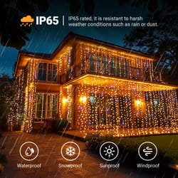 2x3m IP65 Waterproof LED Icicle Curtain Lights, warm white, for Outdoor Weddings & Events