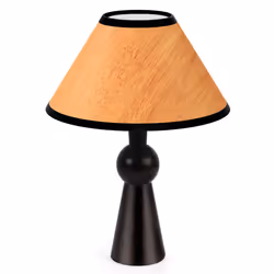 Wooden Table Lamp with Natural Wood Grain Shade, Energy Efficient
