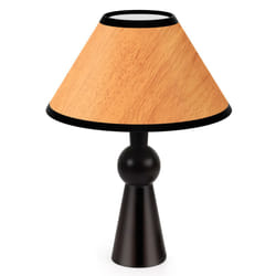 Wooden Table Lamp with Natural Wood Grain Shade, Energy Efficient