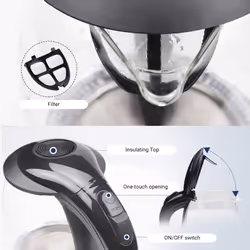 1.7L Durable Glass and Stainless Steel Electric Kettle with LED Indicator Light