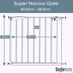 Safetots Super Narrow Baby Gate - Black, 60.5 - 66.5cm