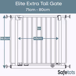 Safetots Extra Tall Elite Safety Gate - Matt Grey, 71cm - 80cm