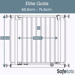 Safetots Elite Pressure Safety Gate - Matt White, 65.5cm - 74.5cm