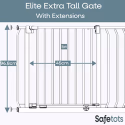 Safetots Extra Tall Elite Safety Gate - Matt Black, 134cm - 143cm