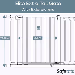 Safetots Extra Tall Elite Safety Gate - Matt Grey, 125cm - 134cm