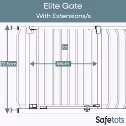 Safetots Elite Pressure Safety Gate - Matt Grey, 134cm - 143cm