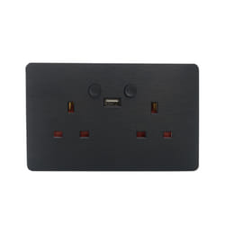 Ener-J Smart WiFi 13A WiFi Twin Wall Sockets with 1 USB Ports (Black), SHA5282X