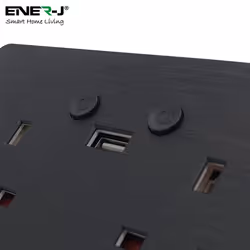 Ener-J Smart WiFi 13A WiFi Twin Wall Sockets with 1 USB Ports (Black), SHA5282X
