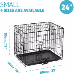 ) Dog Crate Extra Large Puppy Pet with Removal Tray & 2 Doors Folding Cage Train - Small (24"