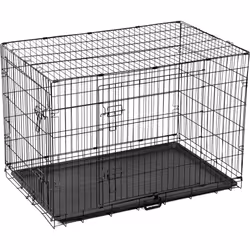 ) Dog Crate Extra Large Puppy Pet with Removal Tray & 2 Doors Folding Cage Train - Extra Large (42"
