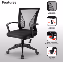Adjustable Office Chair Ergonomic Desk with Lumbar Support Armrest Swivel Mesh