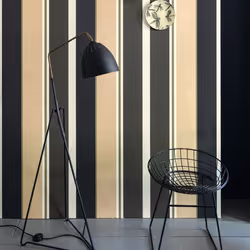 Black White Green Wallpaper Botanique Stripes Metallic Gold Textured Retro Vinyl