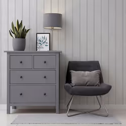 Grey Faux Effect Wallpaper Tongue And Groove Style Painted Effect Wooden Panels