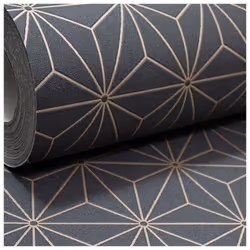 Black Gold Textured Wallpaper Shimmer Embossed Geometric Pattern Non-Woven Vinyl