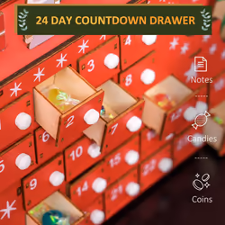 HOMCOM Advent Calendar, Christmas Countdown Calendar with 24 Drawers