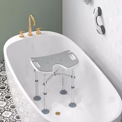 HOMCOM Aluminium Shower Stool for Elderly Disabled Non-Slip Bath Stool Grey - Additional view 6