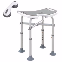 HOMCOM Aluminium Shower Stool for Elderly Disabled Non-Slip Bath Stool Grey - Additional view 8