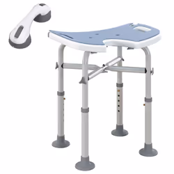 HOMCOM Aluminium Shower Stool for Elderly Disabled Non-Slip Bath Stool Blue - Additional view 8