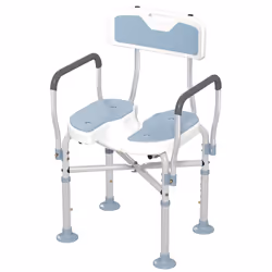 HOMCOM Padded Bath Chair with Slotted Seat and Adjustable Height, Light Blue - Additional view 8