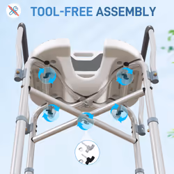 HOMCOM Padded Bath Chair with Slotted Seat and Adjustable Height, Grey - Additional view 6