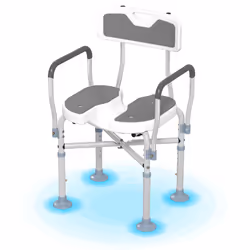 HOMCOM Padded Bath Chair with Slotted Seat and Adjustable Height, Grey - Additional view 8
