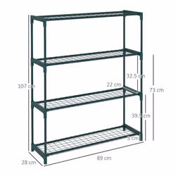Outsunny Plant Stand, 4-Tier Planter Holder Flower Display Rack, Dark Green - Additional view 4