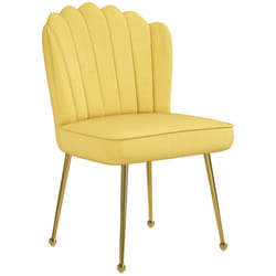 HOMCOM Velvet-Feel Shell Accent Chair Home Bedroom Lounge Metal Legs Yellow
