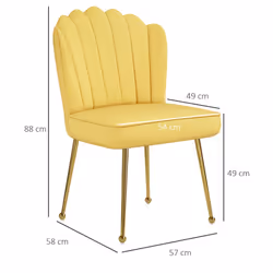 HOMCOM Velvet-Feel Shell Accent Chair Home Bedroom Lounge Metal Legs Yellow