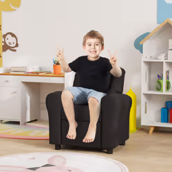 HOMCOM Kids Recliner Chair with Adjustable Backrest and Footrest, Black