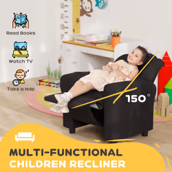 HOMCOM Kids Recliner Chair with Adjustable Backrest and Footrest, Black