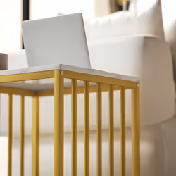 HOMCOM Modern Coffee Table Set of Two w/ Steel Frame Marble-Effect Gold Tone - Additional view 7