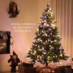 HOMCOM 6 Ft Artificial LED Christmas Tree with Metal Base, Hinged Branches