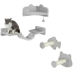 PawHut 4-Piece Cat Wall Shelves with Steps, Ladder, Jumping Platforms