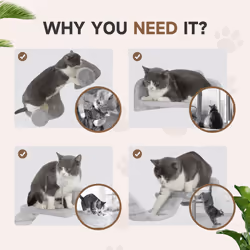 PawHut 4-Piece Cat Wall Shelves with Steps, Ladder, Jumping Platforms - Additional view 6