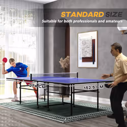 SPORTNOW 9FT Holding Tennis Table w/ Four Wheels, for Indoors, Blue