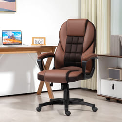 HOMCOM Executive Office Chair High Back Computer Chair with Armrests Brown