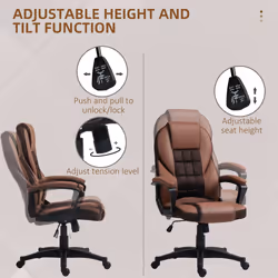 HOMCOM Executive Office Chair High Back Computer Chair with Armrests Brown - Additional view 2