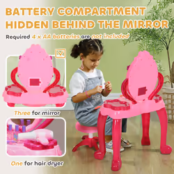 AIYAPLAY Kids Dressing Table with Mirror, Stool, Lights, 15 Accessories - Additional view 5