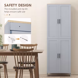 HOMCOM Modern Kitchen Cupboard Storage Cabinet with 6 Shelves, Grey - Additional view 4
