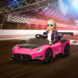 AIYAPLAY Maserati GT2 Licensed 12V Electric Ride on Car w/ Remote, Pink