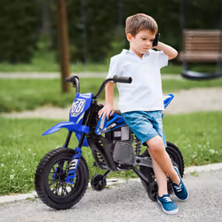 AIYAPLAY 12V Kids Electric Motorcycle w/ Twist Grip Throttle, Music, Blue