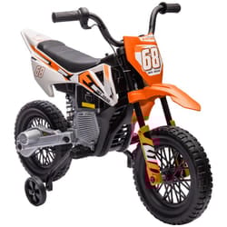 AIYAPLAY 12V Kids Electric Motorcycle w/ Twist Grip Throttle, Music, Orange