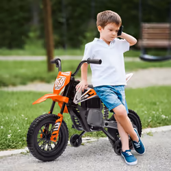 AIYAPLAY 12V Kids Electric Motorcycle w/ Twist Grip Throttle, Music, Orange