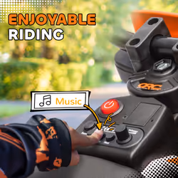 AIYAPLAY 12V Kids Electric Motorcycle w/ Twist Grip Throttle, Music, Orange - Additional view 7