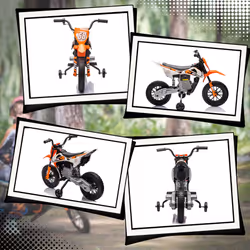 AIYAPLAY 12V Kids Electric Motorcycle w/ Twist Grip Throttle, Music, Orange - Additional view 9