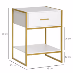HOMCOM Modern Bedside Table Set of 2 Side Table Shelf Drawer Bedroom