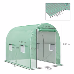 Outsunny Greenhouse Polytunnel Walk-in Grow Plant Steel 3 x 2 m Outdoor - Additional view 4