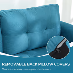 HOMCOM Convertible Modular Sectional Sofa w/ Storage Wood Frame Light Blue - Additional view 5